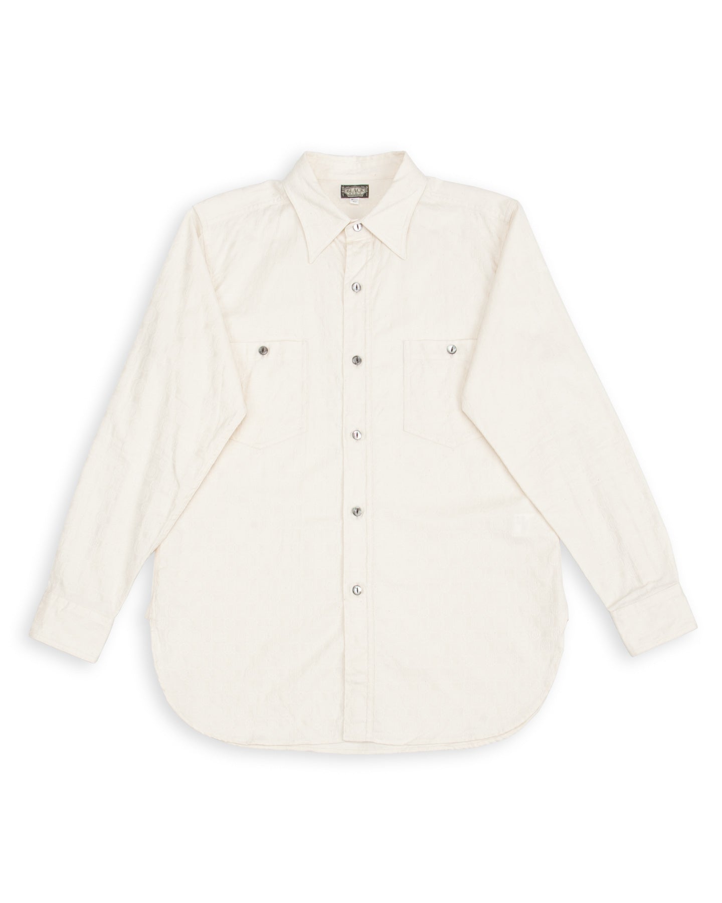 Black Sign Fine Pattern Jacquard Open Pocket Work Shirt - Salt White - Standard & Strange