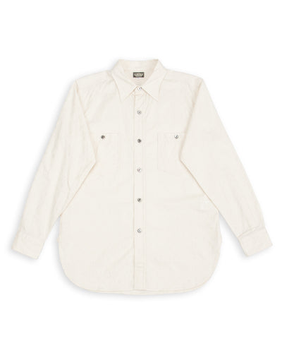 Black Sign Fine Pattern Jacquard Open Pocket Work Shirt - Salt White - Standard & Strange