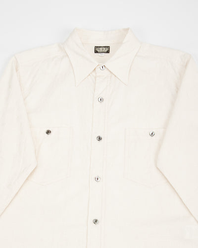 Black Sign Fine Pattern Jacquard Open Pocket Work Shirt - Salt White - Standard & Strange