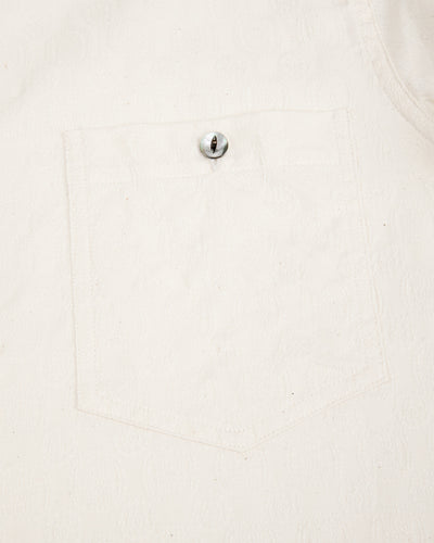 Black Sign Fine Pattern Jacquard Open Pocket Work Shirt - Salt White - Standard & Strange