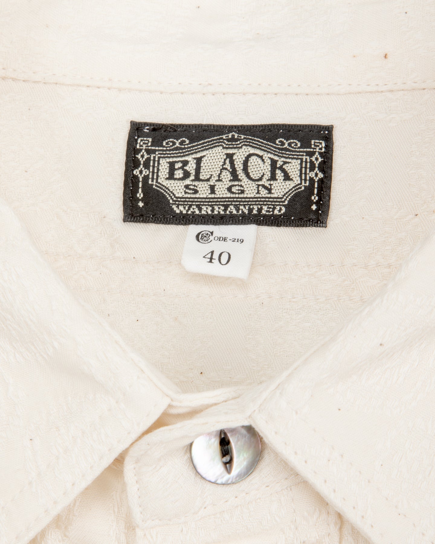 Black Sign Fine Pattern Jacquard Open Pocket Work Shirt - Salt White - Standard & Strange