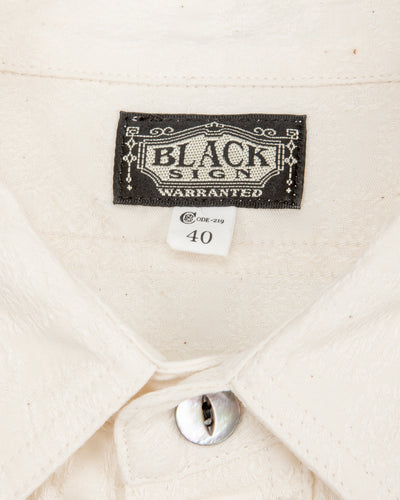 Black Sign Fine Pattern Jacquard Open Pocket Work Shirt - Salt White - Standard & Strange