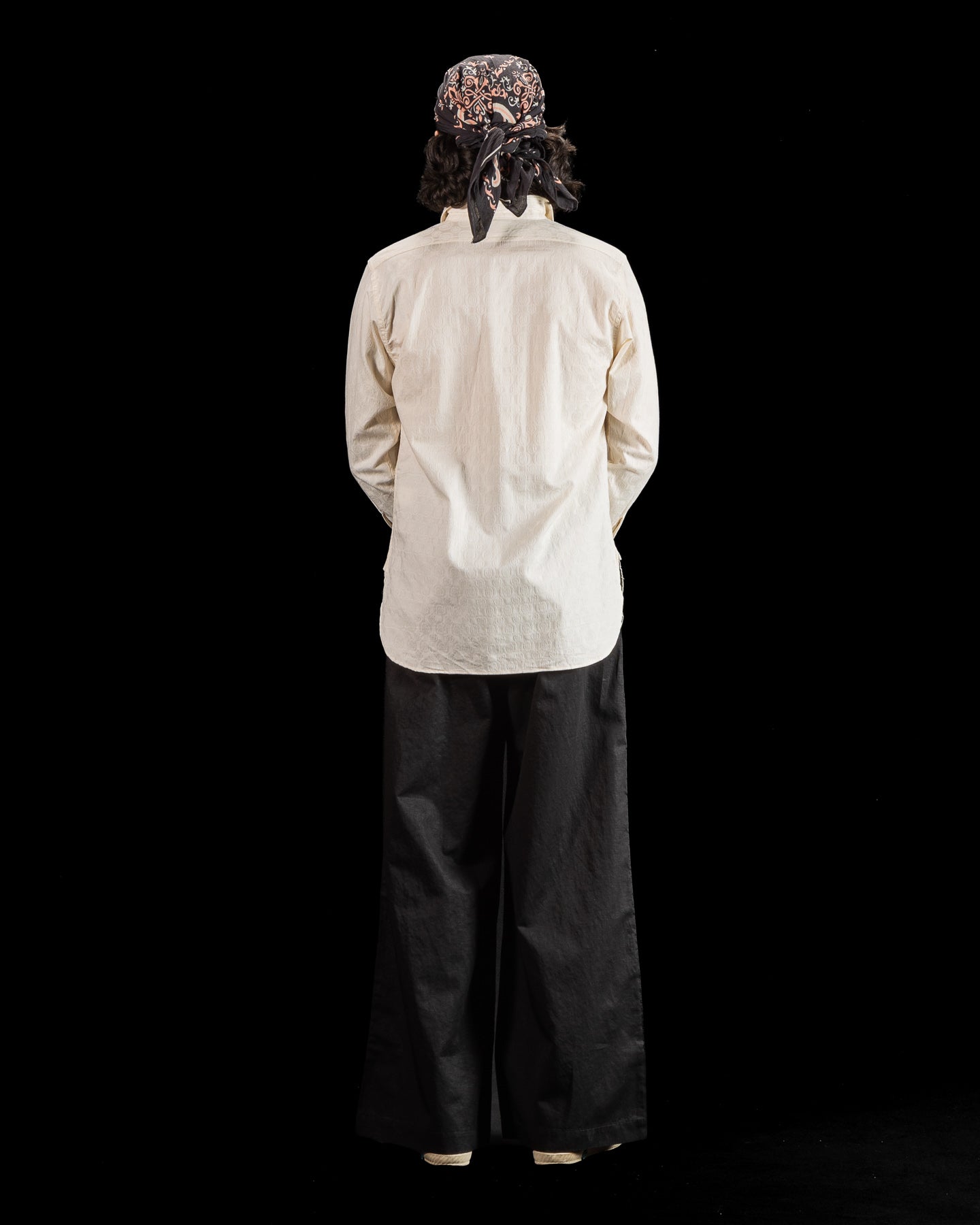 Black Sign Fine Pattern Jacquard Open Pocket Work Shirt - Salt White - Standard & Strange
