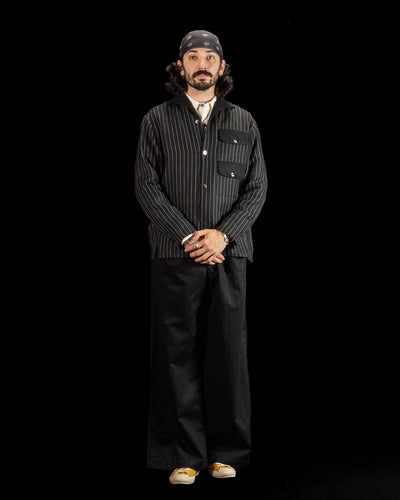 Black Sign Italian Collar 2 Tone "GIGORO" Jacket - Rain Stripe - Standard & Strange
