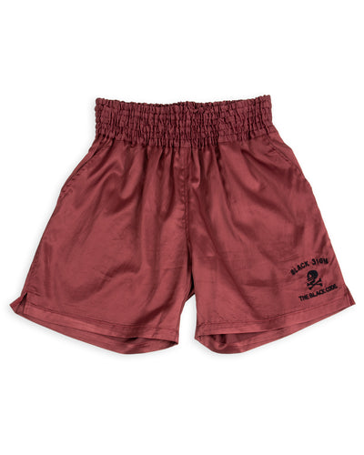 Black Sign Main Match Boxing Shorts with Skull - Blood Red - Standard & Strange