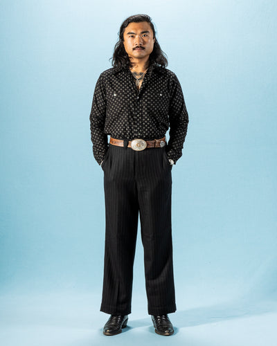 Black Sign Micro HBT Dobby Open Pocket Work Shirt - Midnight Black - Standard & Strange
