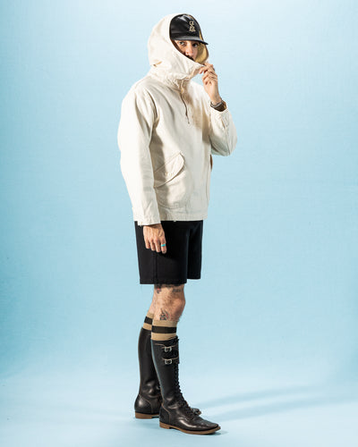 Black Sign Military Back Satin Hooded Deck Shirt - Sand White - Standard & Strange
