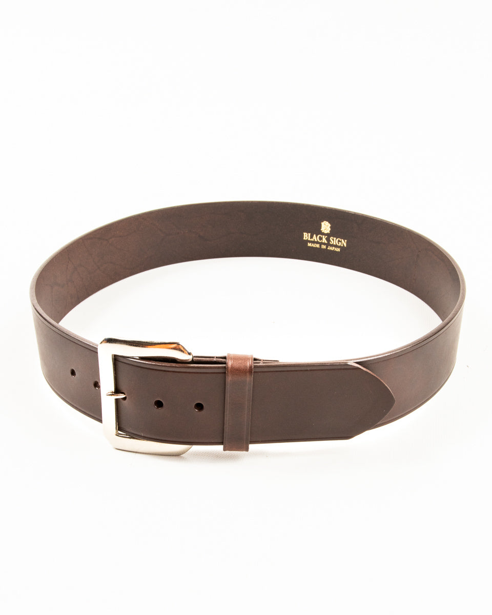 Black Sign Plain Belt with 1950s NOS Buckle - Dark Brown - Standard & Strange