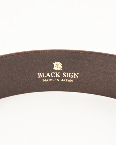 Black Sign Plain Belt with 1950s NOS Buckle - Dark Brown - Standard & Strange