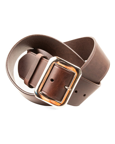 Black Sign Plain Belt with 1950s NOS Buckle - Dark Brown - Standard & Strange