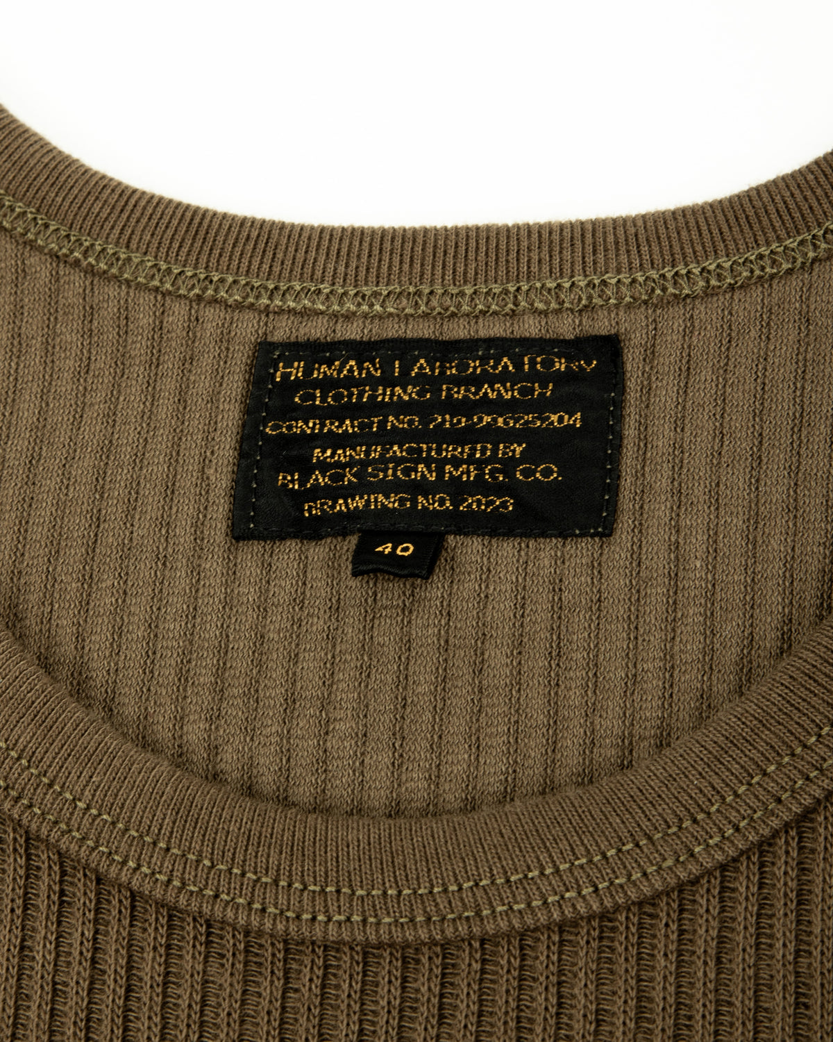 Black Sign Railroad Knit No Sleeve Amish Underwear - Soldier Green - Standard & Strange