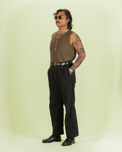 Black Sign Railroad Knit No Sleeve Amish Underwear - Soldier Green - Standard & Strange