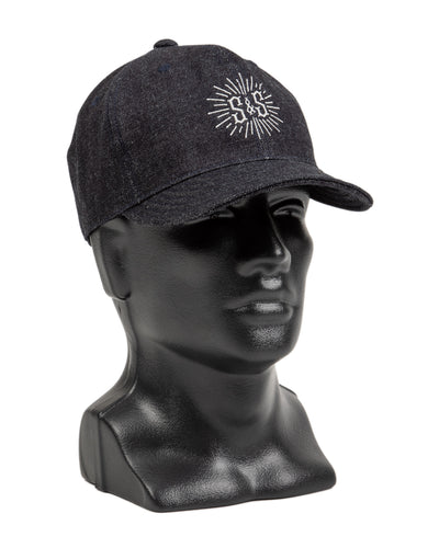 Black Sign Standard & Strange Trucker Cap - Indigo Denim x White - Standard & Strange