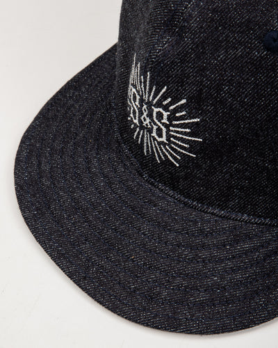 Black Sign Standard & Strange Trucker Cap - Indigo Denim x White - Standard & Strange