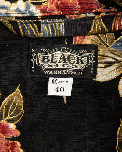 Black Sign "Japanese Lion and Peony" Night Shirt - Midnight Black - Standard & Strange