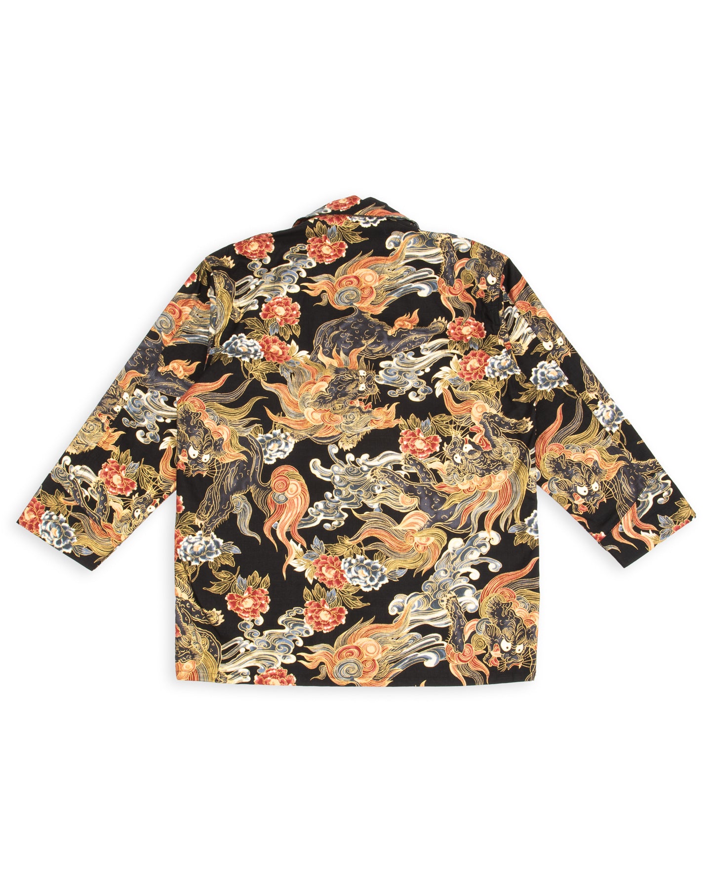 Black Sign "Japanese Lion and Peony" Night Shirt - Midnight Black - Standard & Strange