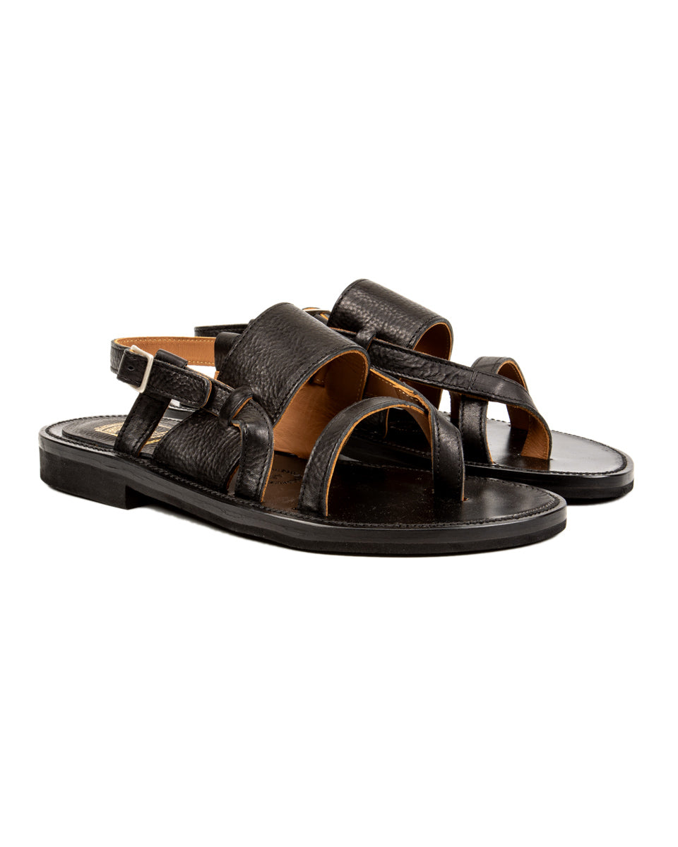 Bruschetta Shoes Malheur Sandal - Black Vachetta Leather - Standard & Strange