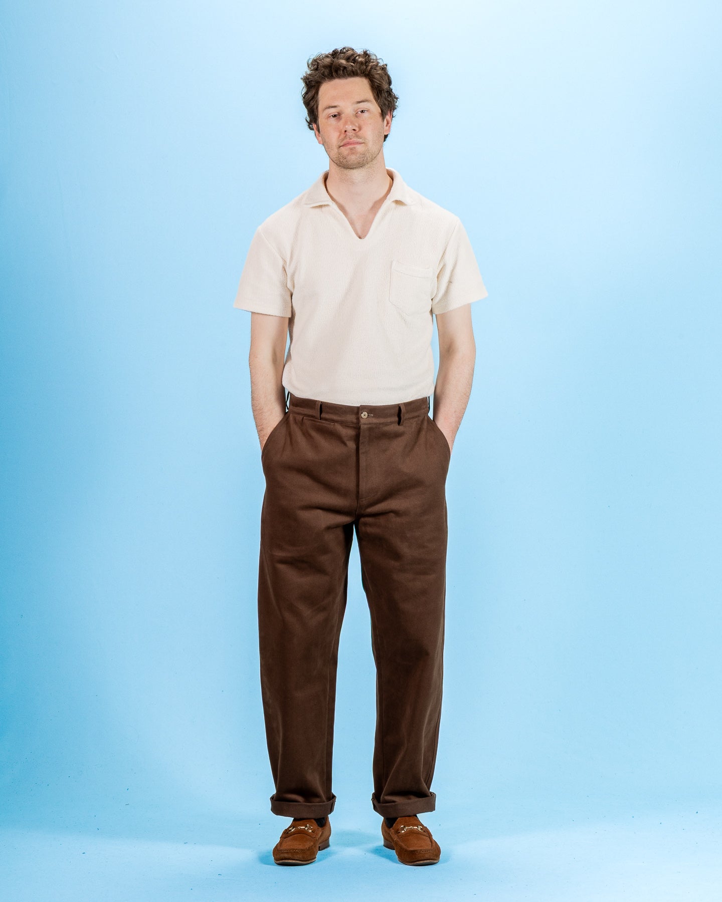 De Bonne Facture Balloon Trousers - Bark Brown Heavy Cotton Drill - Standard & Strange