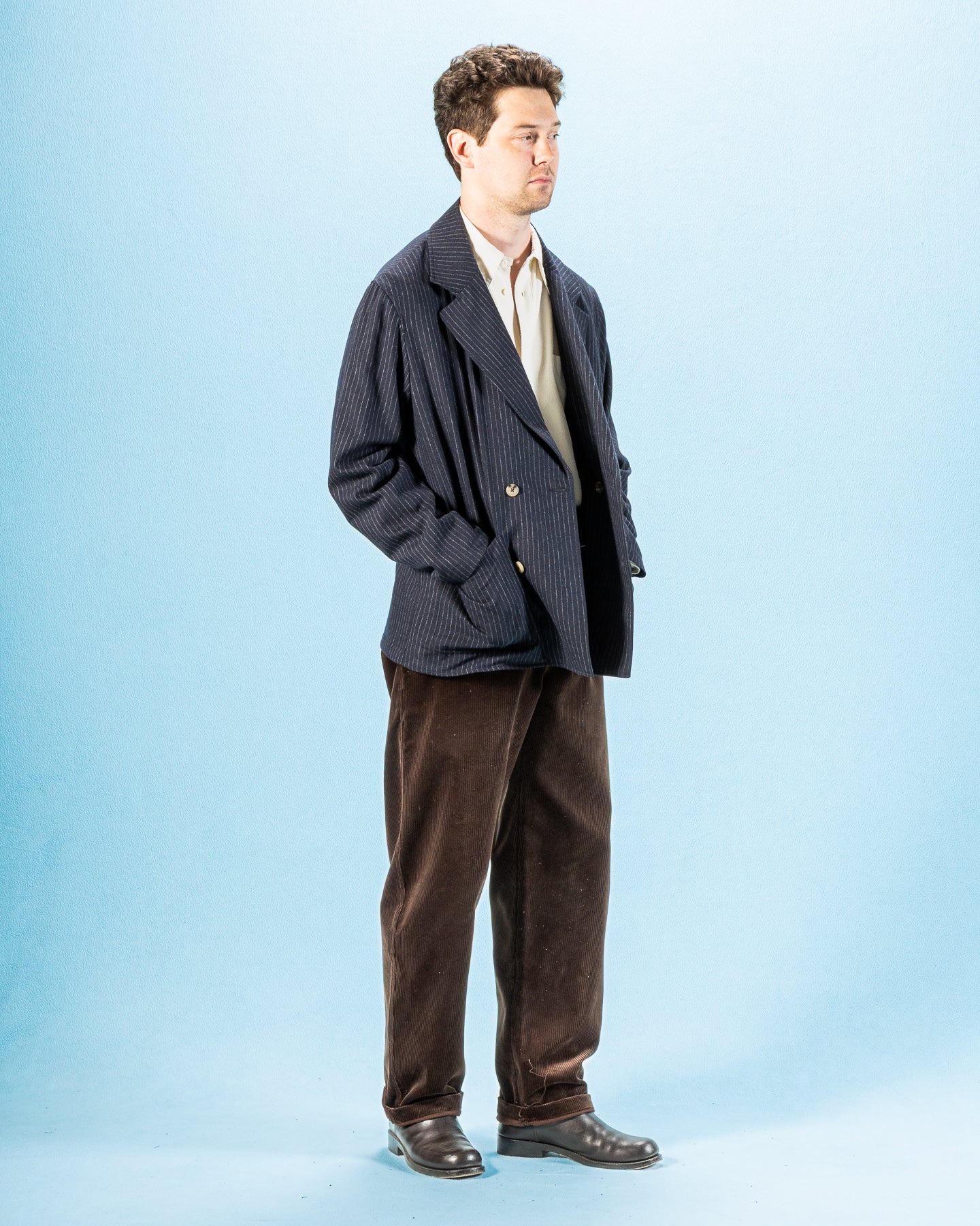 De Bonne Facture Double Breasted Jacket - Navy Pinstripe - Standard & Strange