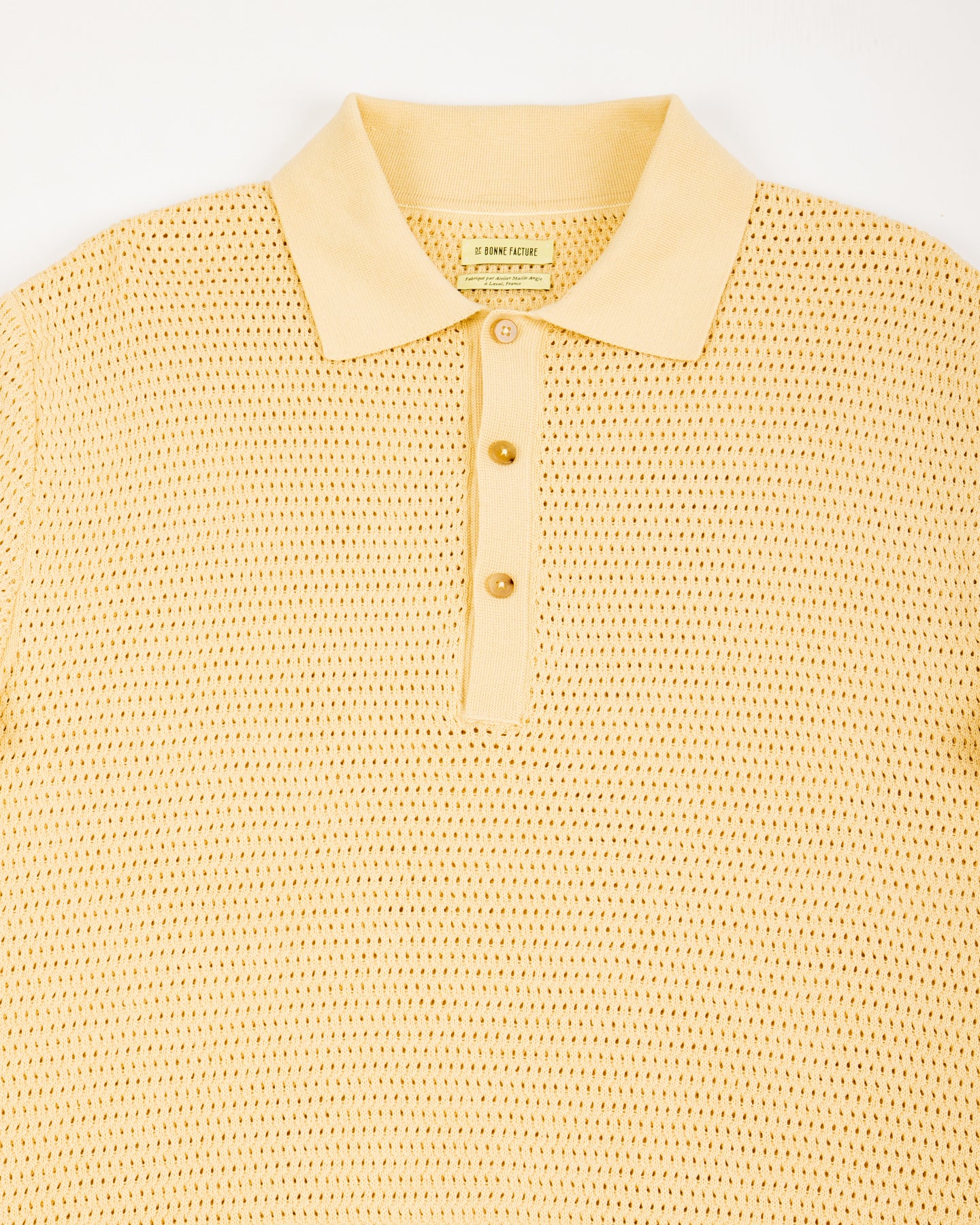 De Bonne Facture Honeycomb Knitted Polo - Butter Yellow - Standard & Strange