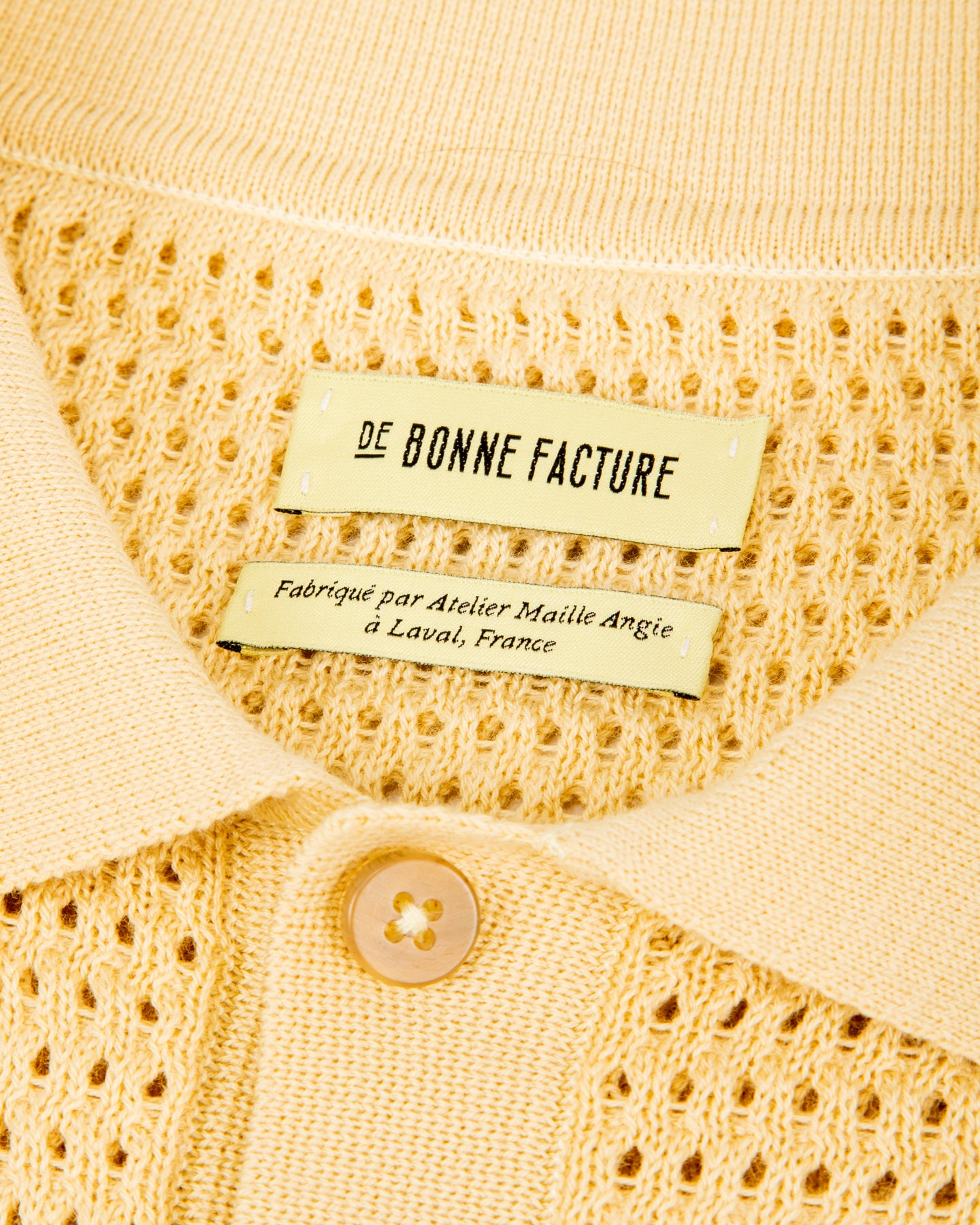 De Bonne Facture Honeycomb Knitted Polo - Butter Yellow - Standard & Strange
