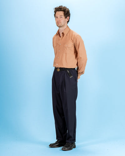 De Bonne Facture One Pleat Trousers - Navy Wool - Standard & Strange