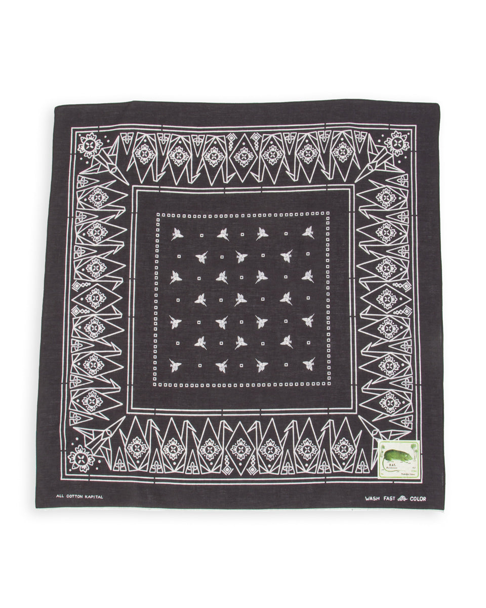 Kapital Fastcolor Selvedge Bandanna (ORIGAMI) - Black - Standard & Strange