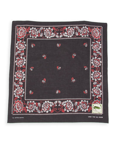 Kapital Fastcolor Selvedge Bandanna (ROCKWELL FLOWER) - Black - Standard & Strange