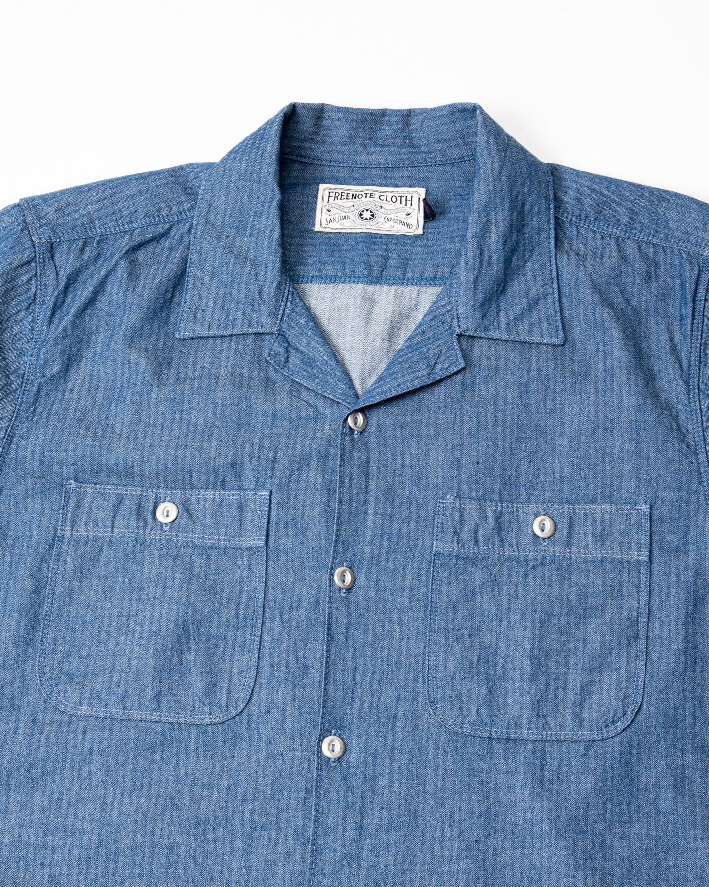 Freenote Dayton Shirt S/S - Blue Herringbone - Standard & Strange