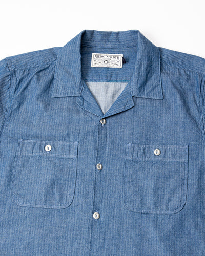 Freenote Dayton Shirt S/S - Blue Herringbone - Standard & Strange