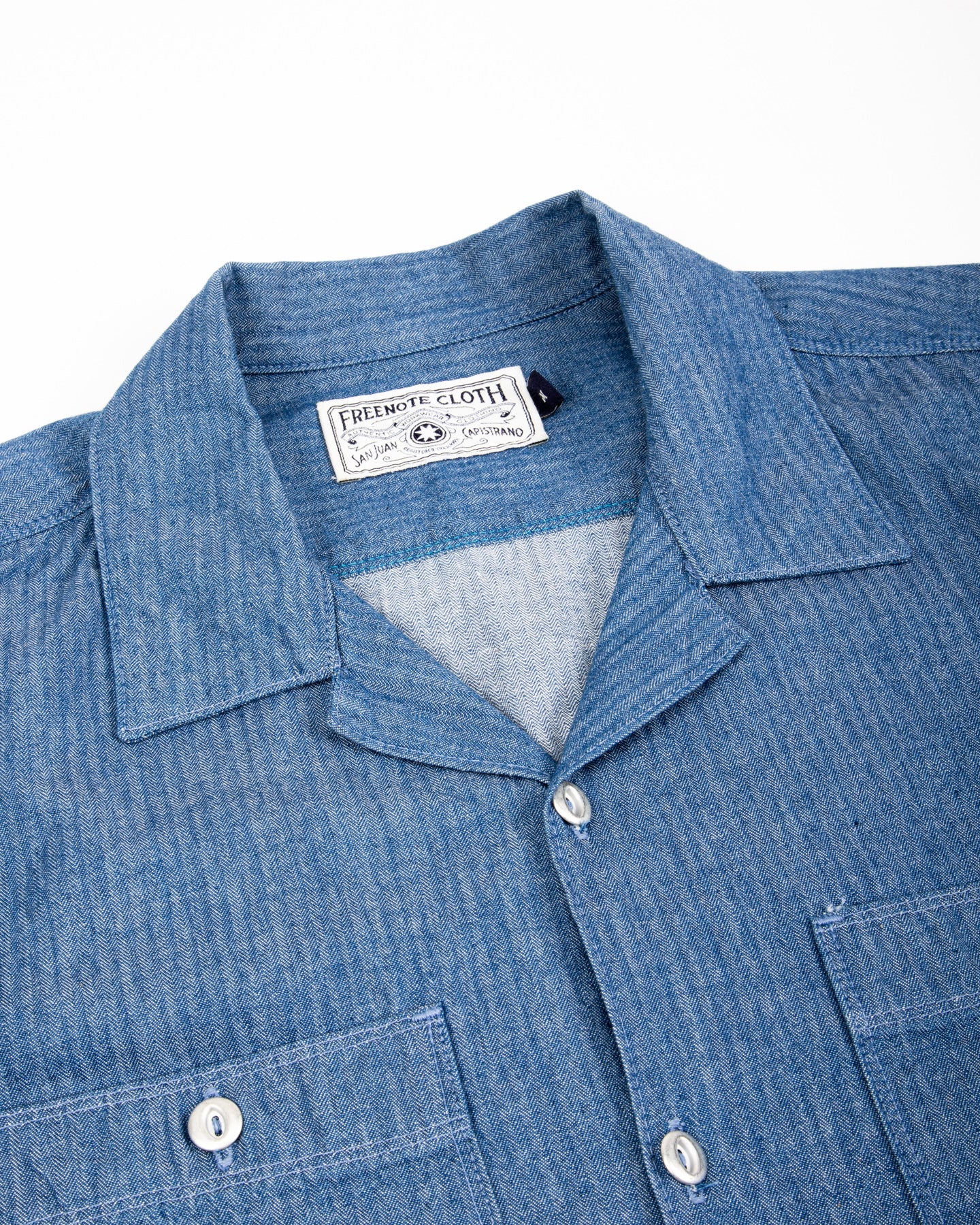 Freenote Dayton Shirt S/S - Blue Herringbone - Standard & Strange