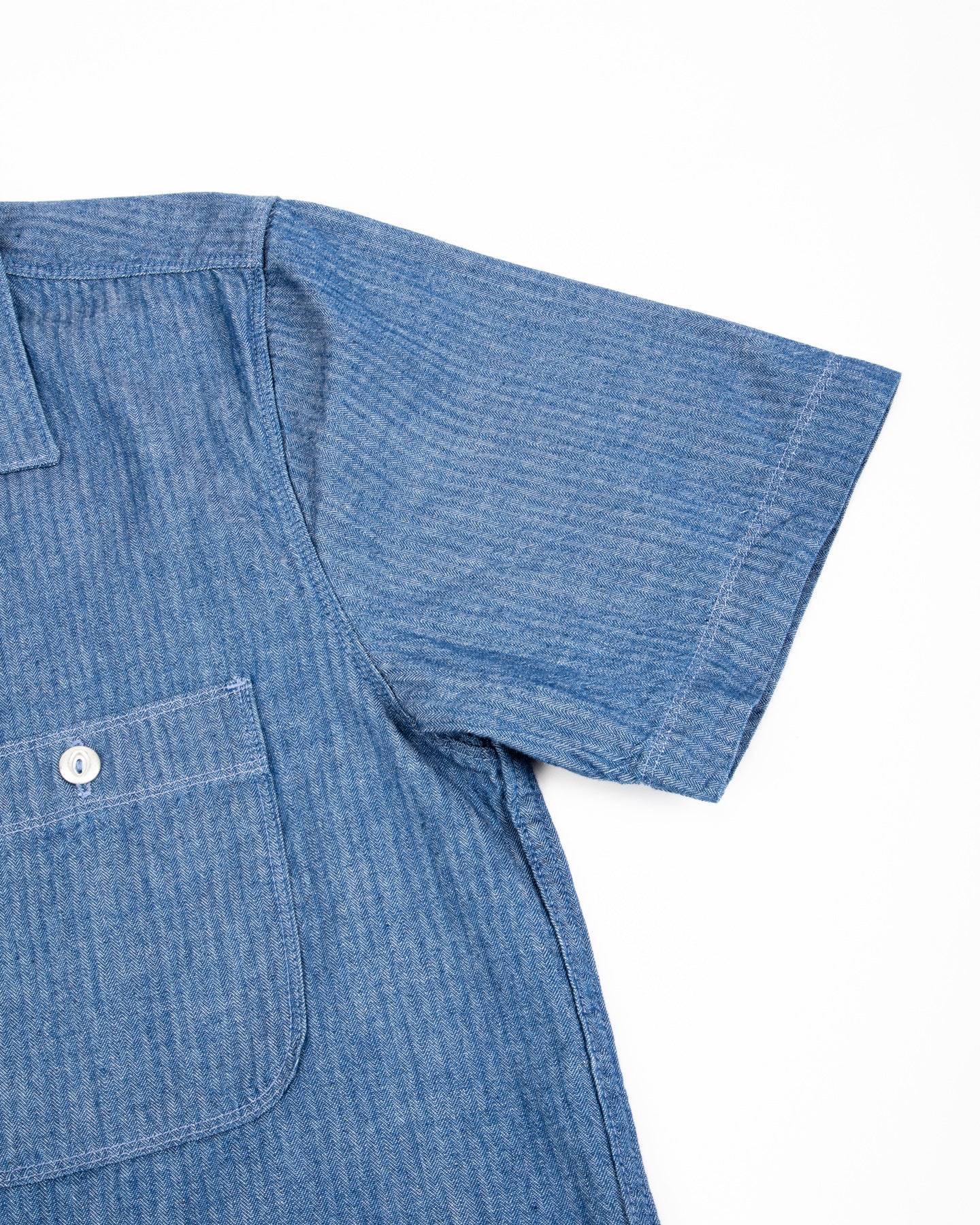Freenote Dayton Shirt S/S - Blue Herringbone - Standard & Strange