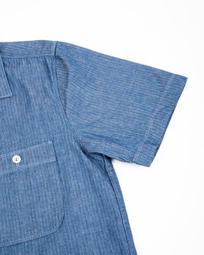 Freenote Dayton Shirt S/S - Blue Herringbone - Standard & Strange