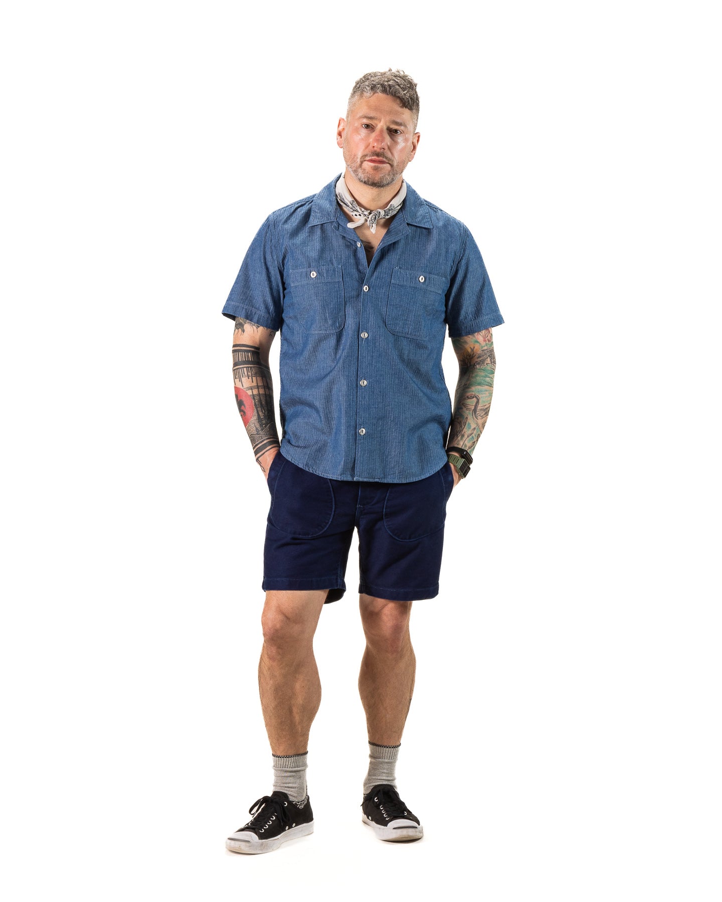 Freenote Dayton Shirt S/S - Blue Herringbone - Standard & Strange