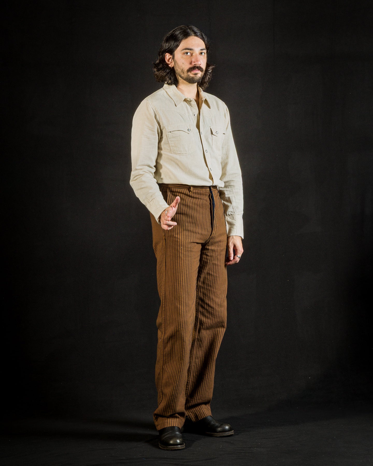 Freenote Western Pant - Brown Herringbone Dobby - Standard & Strange