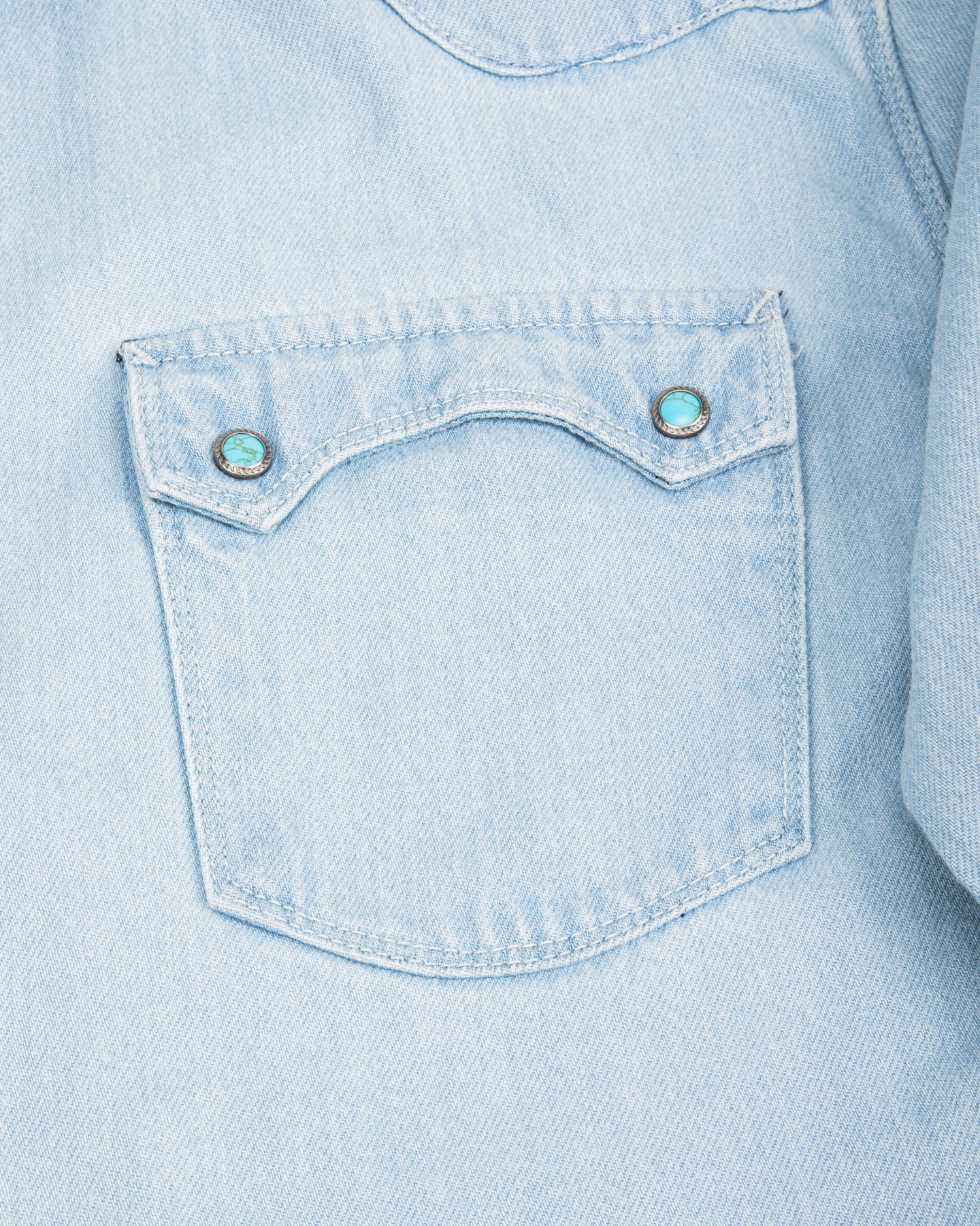 Freenote Modern Western Shirt - 11oz Bleached Denim / Turquoise - Standard & Strange