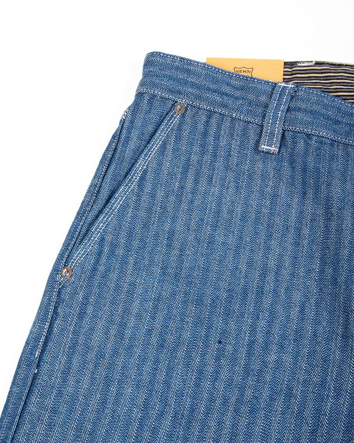 Freenote Ortega Pant - 13oz Blue Herringbone - Standard & Strange