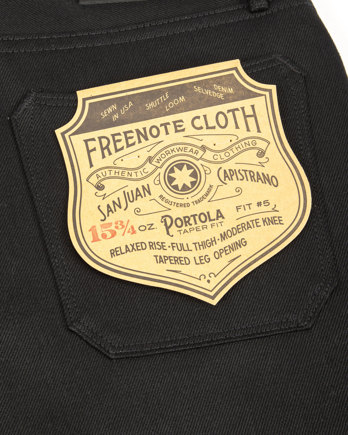 Freenote Portola Classic Taper - 15.75oz Black/Black - Standard & Strange
