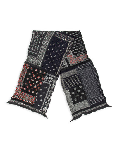 Kapital Fulling Wool HAPPY Scarf Bandana Patchwork - Black - Standard & Strange