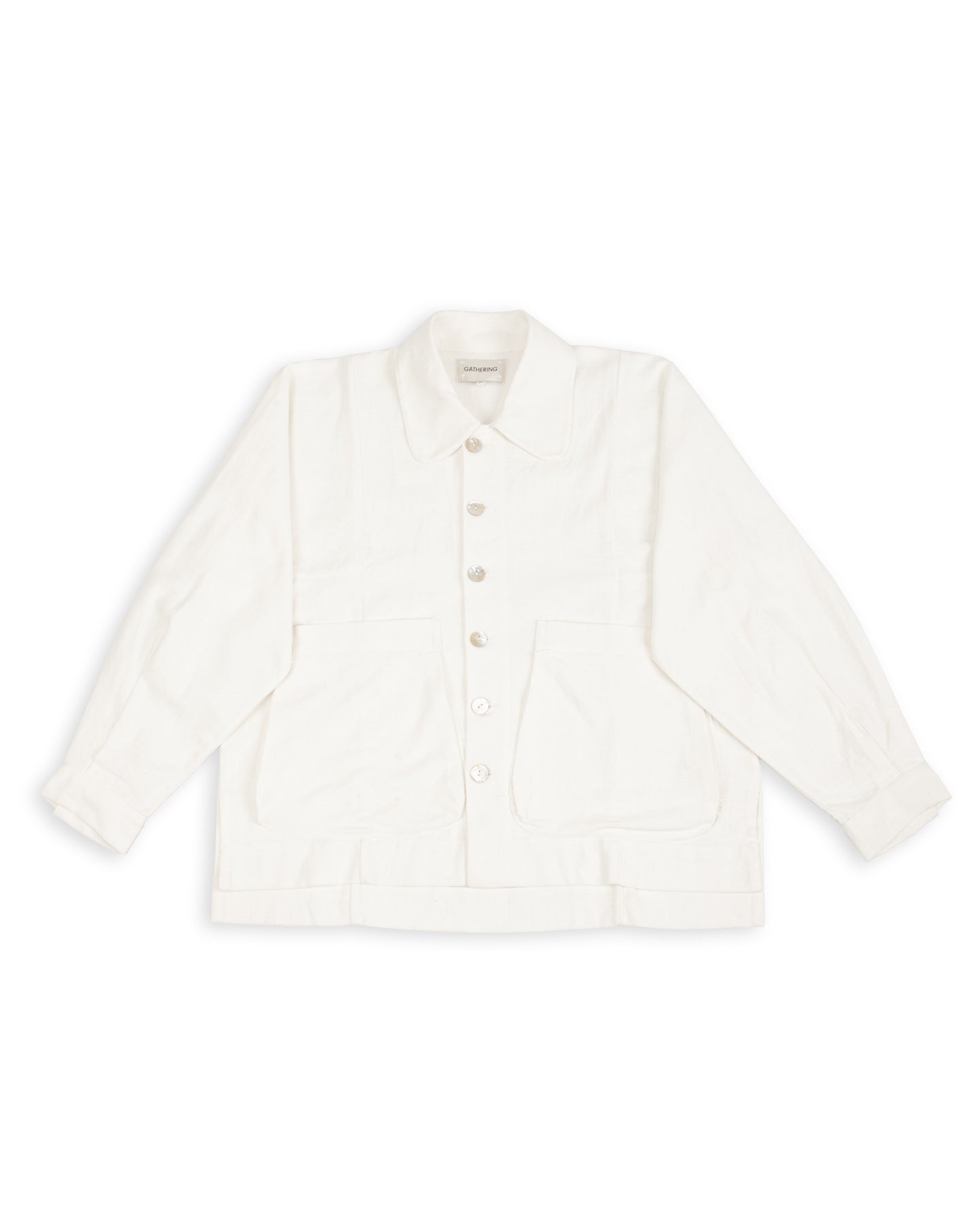 Gathering Farmer Jacket - White Handloom Cotton - Standard & Strange