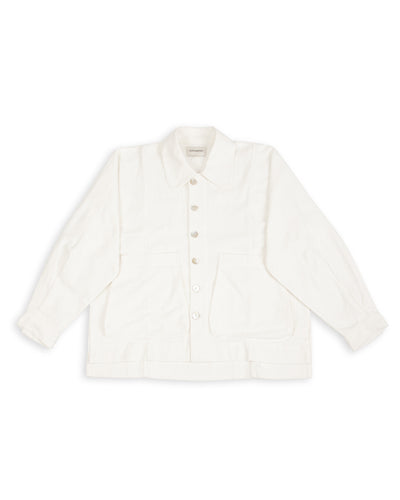 Gathering Farmer Jacket - White Handloom Cotton - Standard & Strange