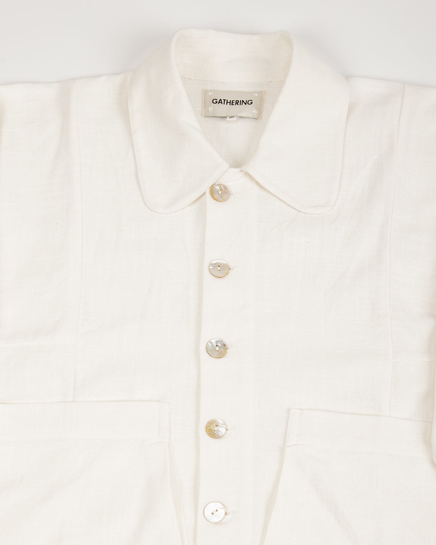 Gathering Farmer Jacket - White Handloom Cotton - Standard & Strange