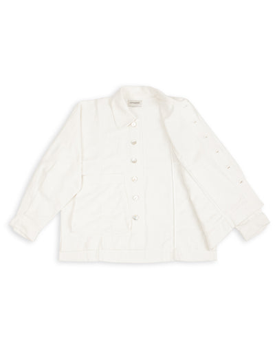 Gathering Farmer Jacket - White Handloom Cotton - Standard & Strange