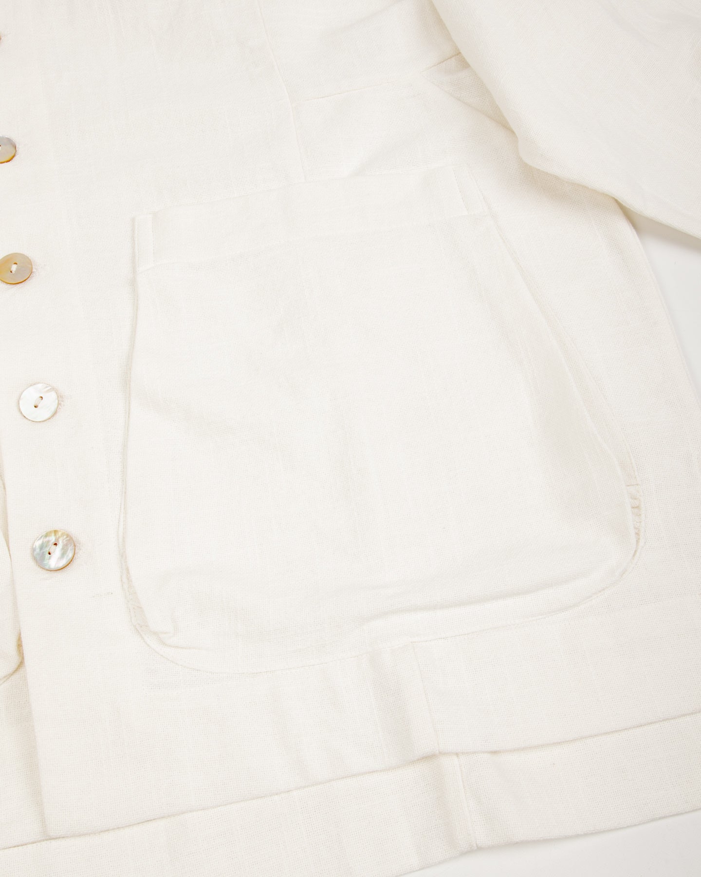 Gathering Farmer Jacket - White Handloom Cotton - Standard & Strange