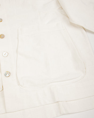 Gathering Farmer Jacket - White Handloom Cotton - Standard & Strange