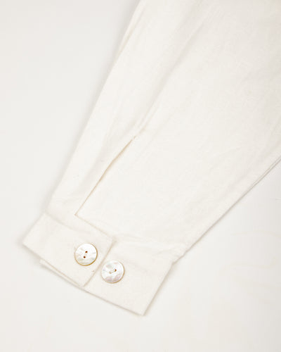 Gathering Farmer Jacket - White Handloom Cotton - Standard & Strange