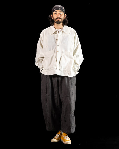 Gathering Farmer Jacket - White Handloom Cotton - Standard & Strange