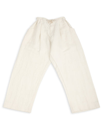 Gathering Farmer Pant - Off White Handloom Cotton Linen - Standard & Strange