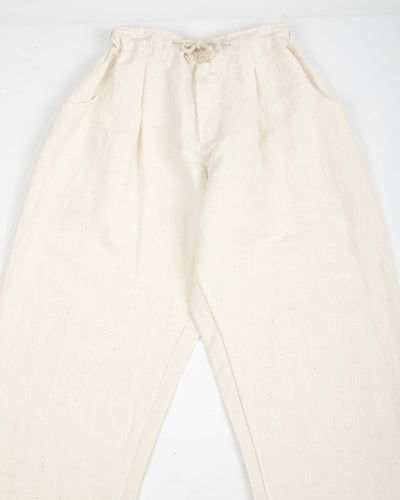 Gathering Farmer Pant - Off White Handloom Cotton Linen - Standard & Strange