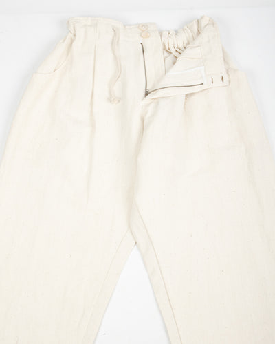 Gathering Farmer Pant - Off White Handloom Cotton Linen - Standard & Strange